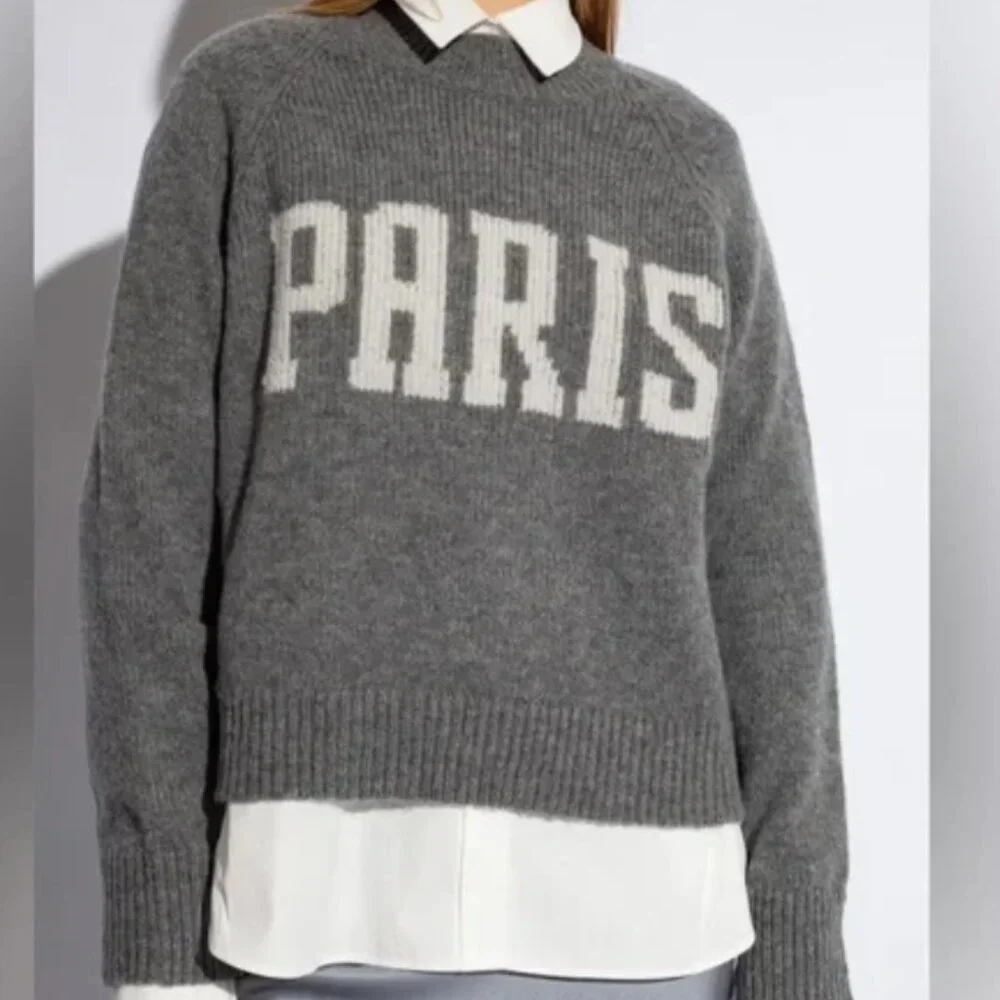 Anine Bing Kendrick Sweater University Paris In Charcoal Wool Cashmere Size M